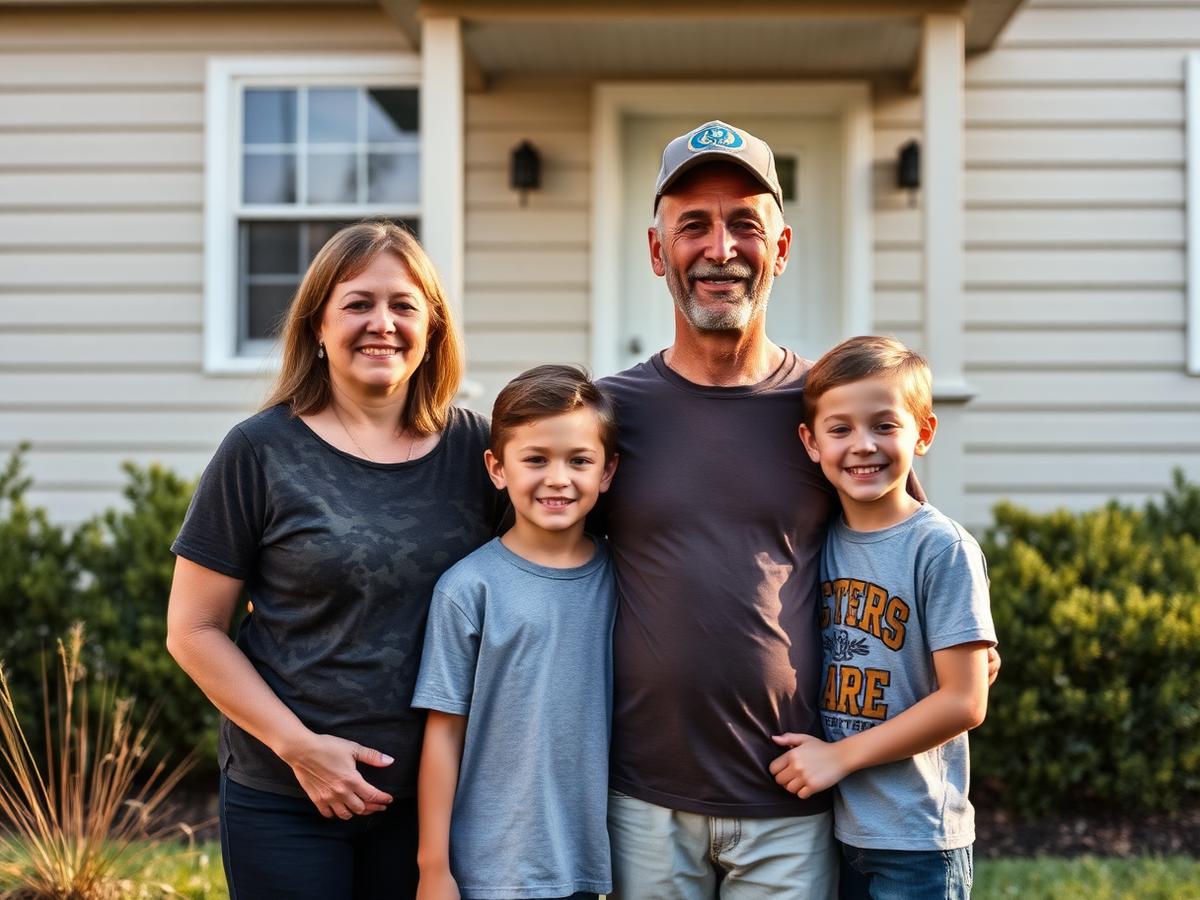 A veteran family standing together